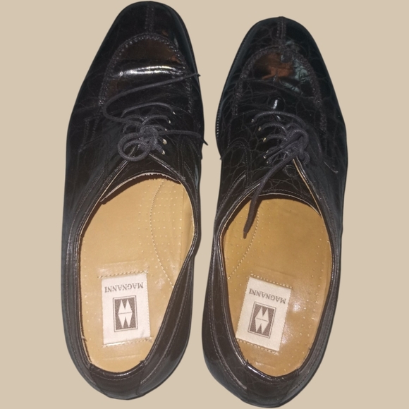 Magnanni Alligator Men's Oxford Shoes Size 9 Black Exotic Leather Lace Up SPAIN - Picture 7 of 8
